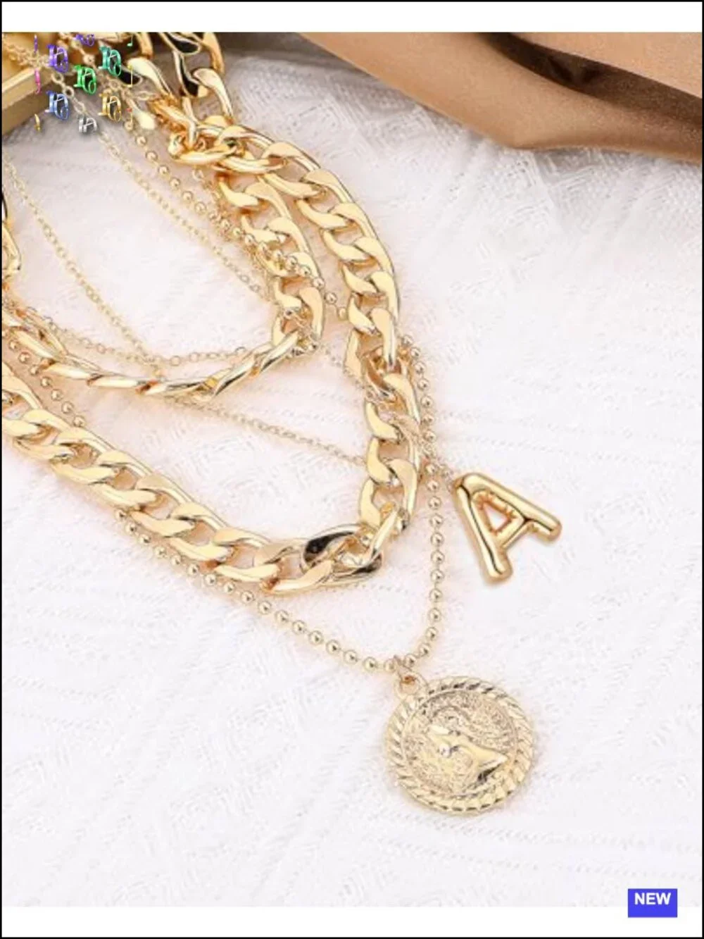 Layered Necklaces for Women Trendy Balloon Initial Coin Pendant Dainty Chunky